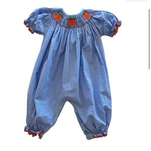 Smocked pumpkin/fall/thanksgiving outfit baby girl size 12month